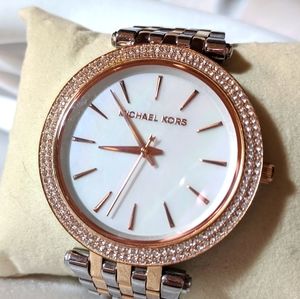 Michael Kors two-tone watch with mother of pearl